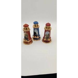 3 Set Thomas Kinkade Lighthouse Table Light 2004 Victorian Light Excellent